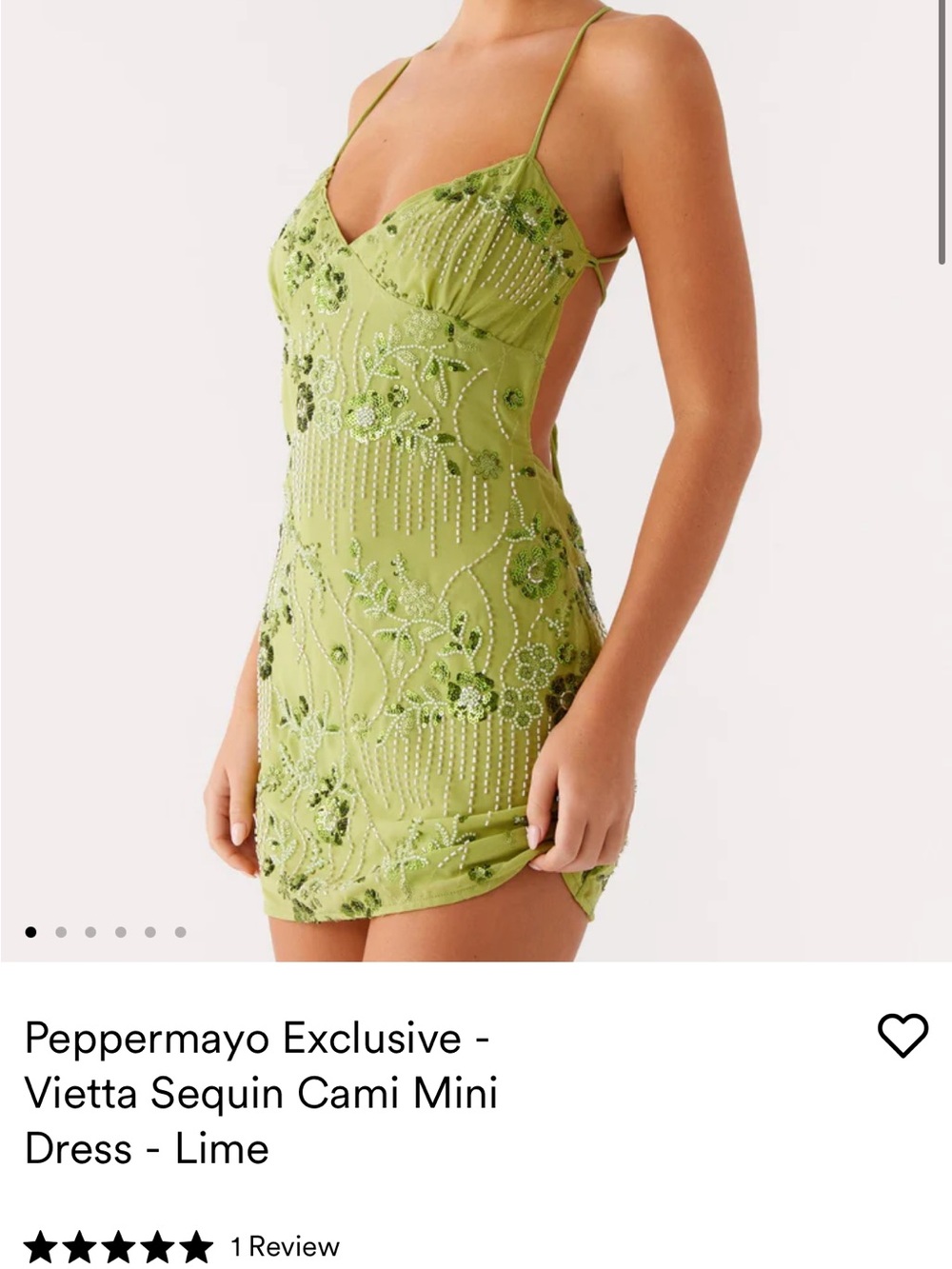 Peppermayo Lime Sequin Embellished Cami Mini Dress